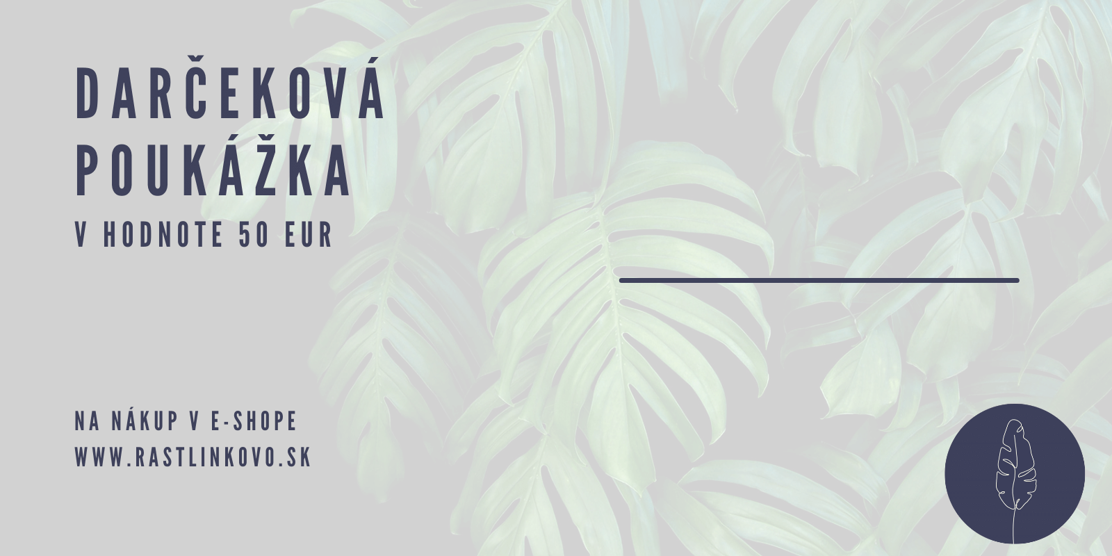 E-shop Darčeková poukážka Rastlinkovo - elektronická - 50 EUR