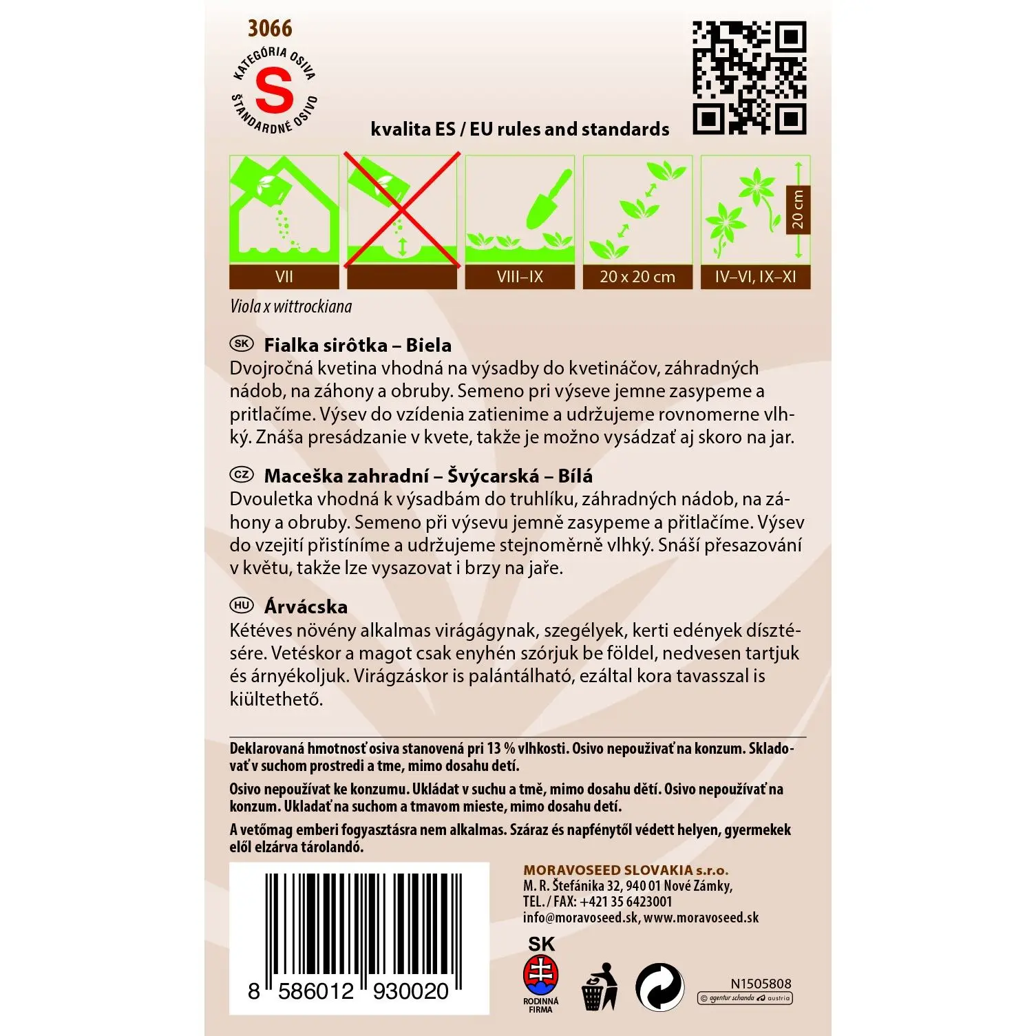 MoravoSeed Fialka sirôtka - švajčiarska biela 0,3 g 2 MoravoSeed Fialka sirôtka - švajčiarska biela 0,3 g - Image 2