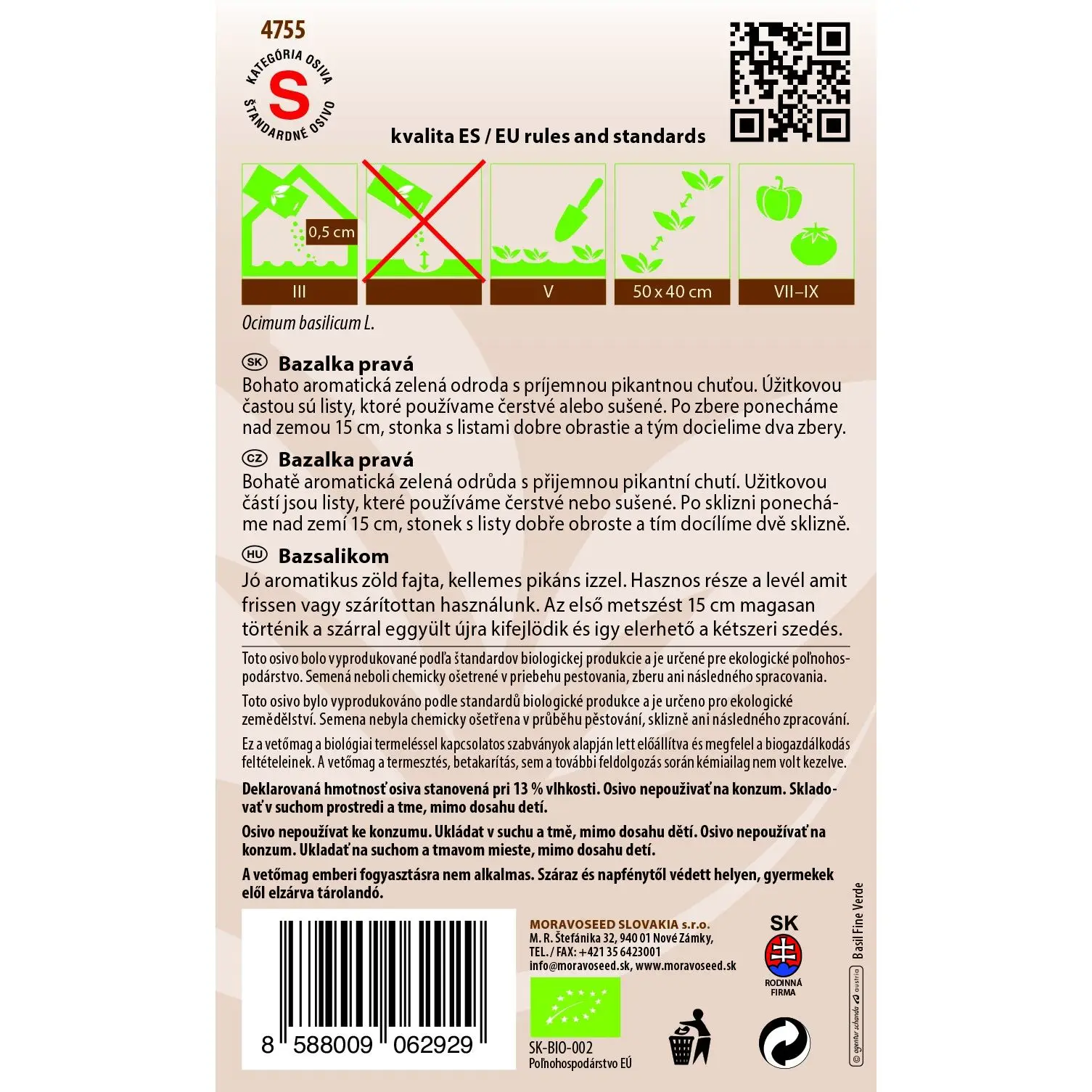 MoravoSeed Bio Bazalka pravá 0,5 g 2 MoravoSeed Bio Bazalka pravá 0,5 g - Image 2